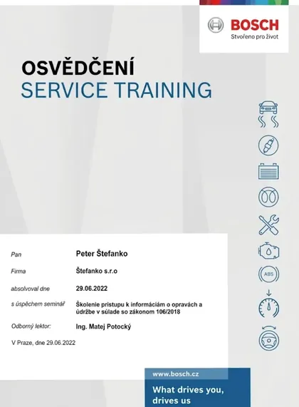 Osvedčenie bosh uprava